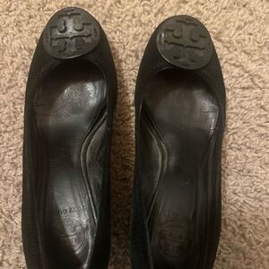 Tory Burch Black Suede Wedge Heels Size 8 Women